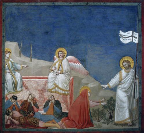 Tableau peint par Giotto au début du XIV° siècle, pour exprimer l'intensité de la renconttre de Marie de Magdala avec le Ressuscité.